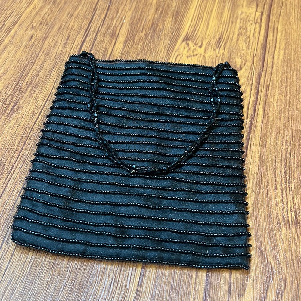 Gap black evening bag clutch with beaded accent